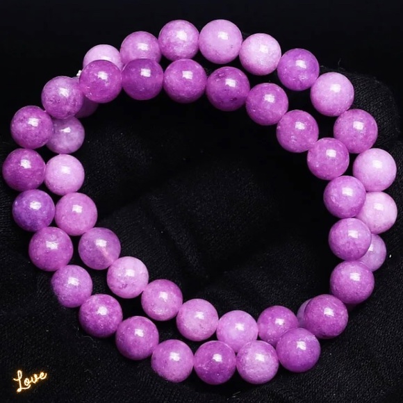 2pk Genuine Purple Kunzite Crystal Round Beaded Bracelet - Picture 10 of 10